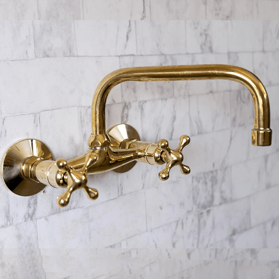 Wall Mounted Unlacquered Brass Faucet