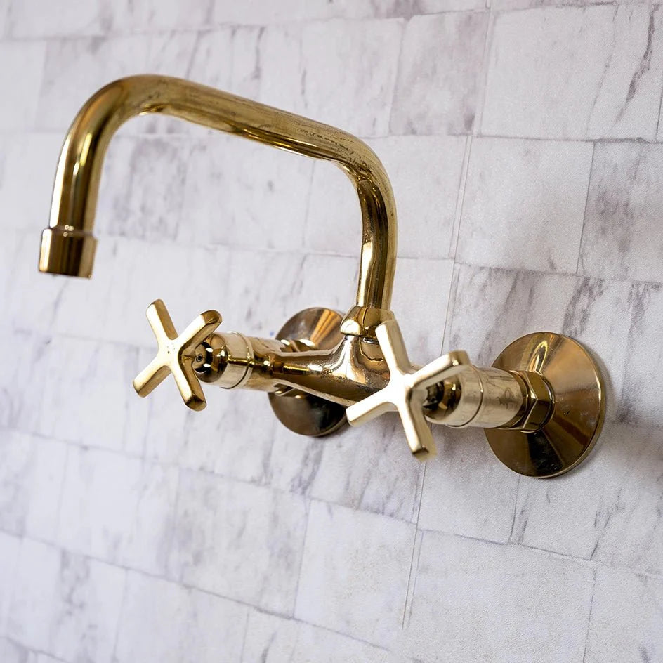 Wall Mounted Unlacquered Brass Faucet