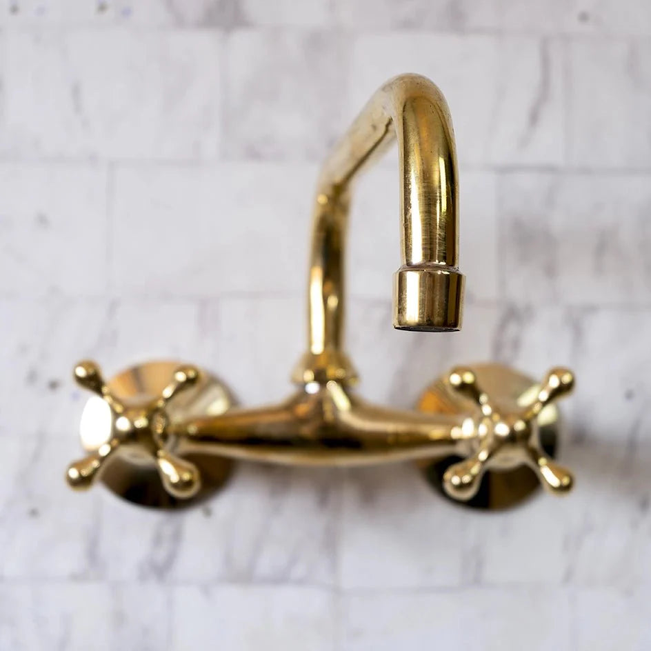 Wall Mounted Unlacquered Brass Faucet