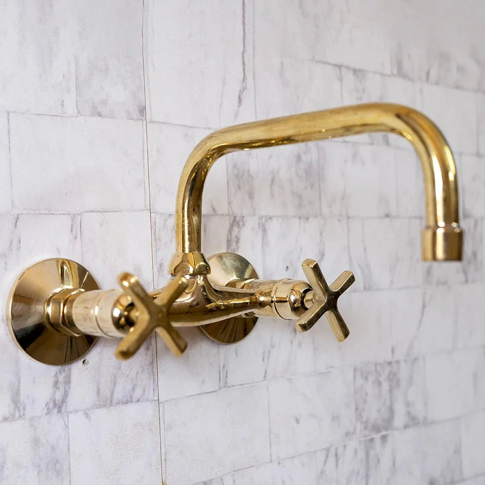 Wall Mounted Unlacquered Brass Faucet