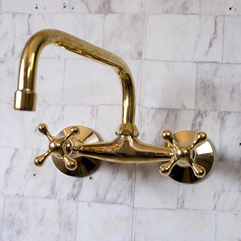 Wall Mounted Unlacquered Brass Faucet