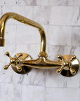 Wall Mounted Unlacquered Brass Faucet