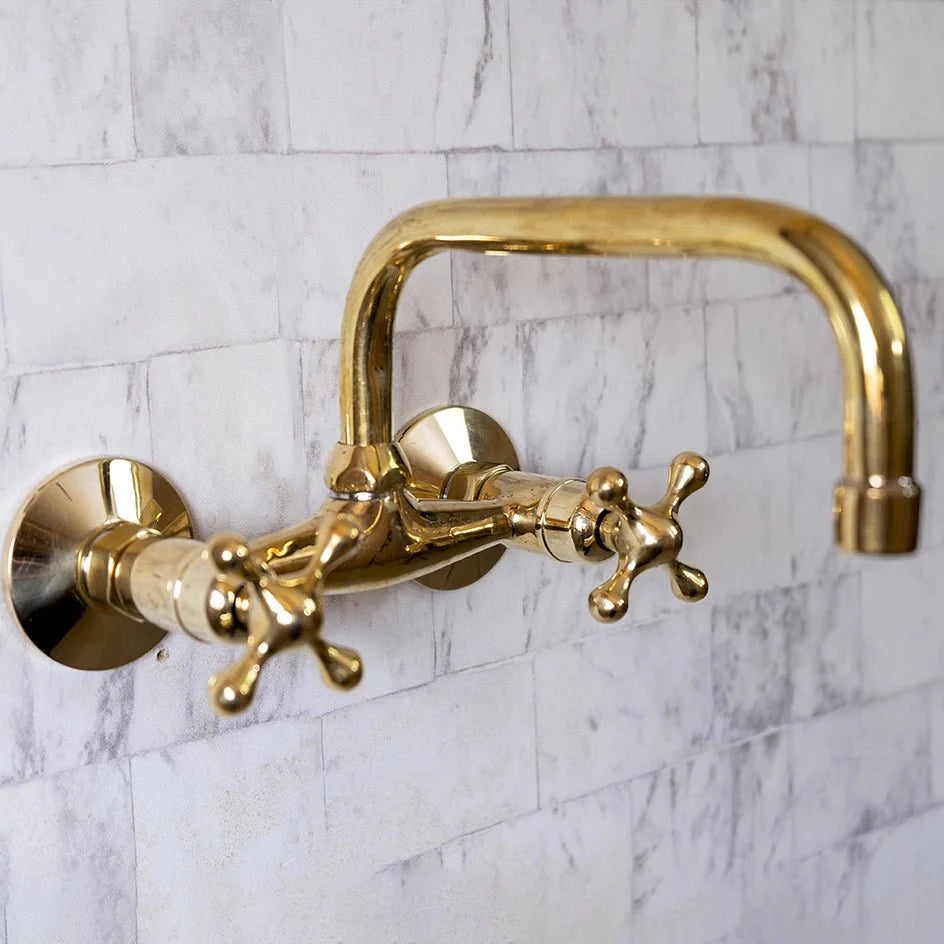 Wall Mounted Unlacquered Brass Faucet