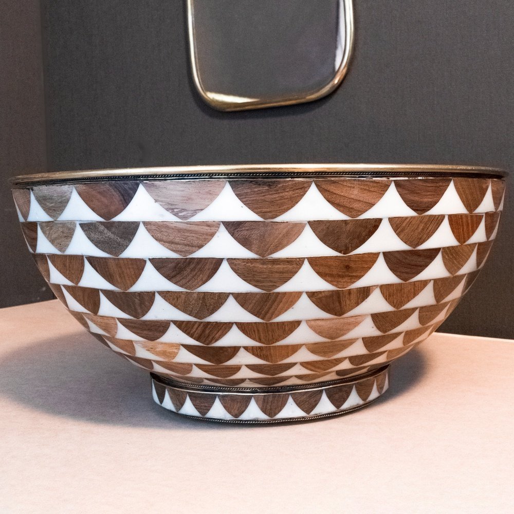 Wood &amp; Brass Bathroom Vessel Sink