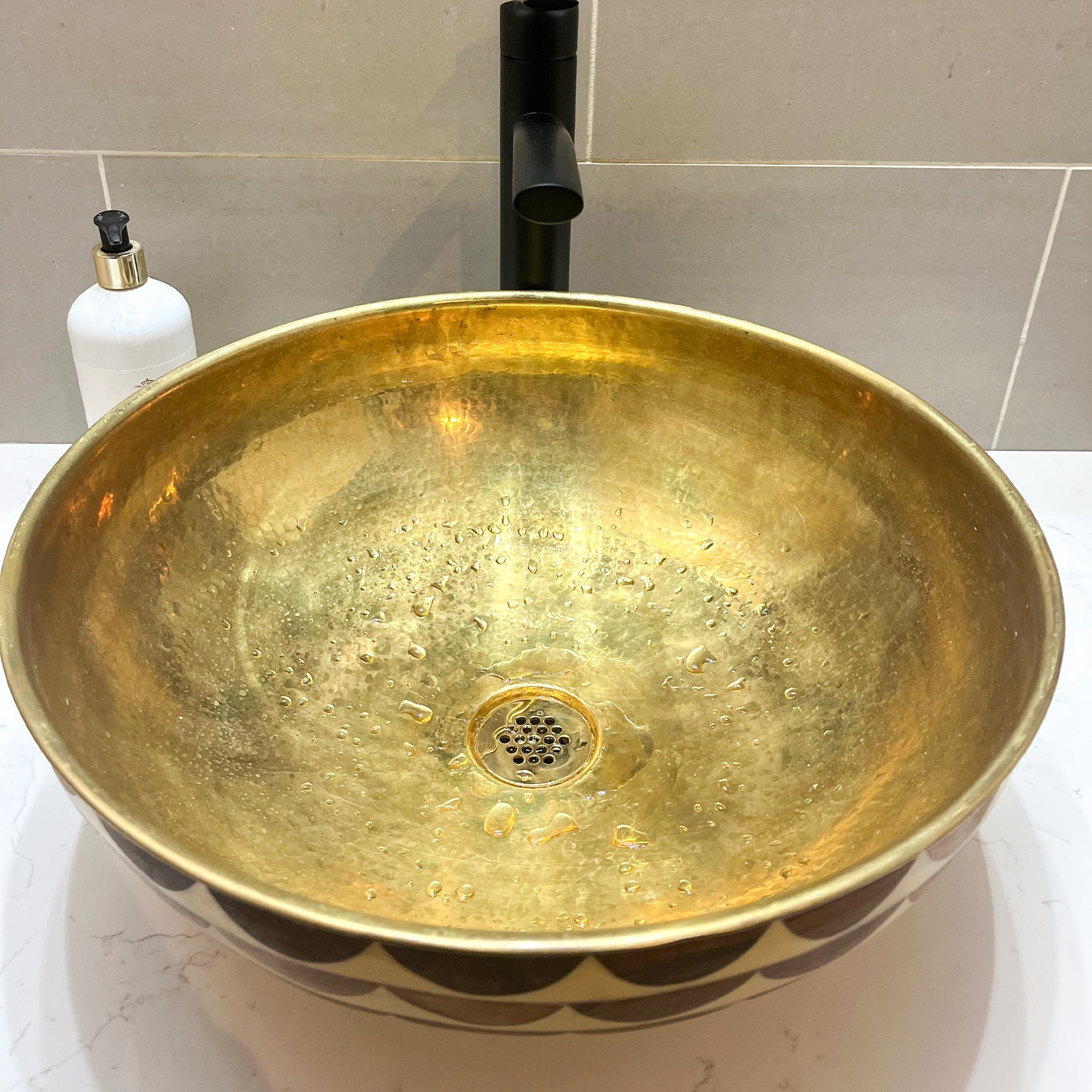 Wood &amp; Brass Bathroom Vessel Sink